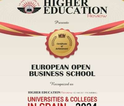 European Open Business School en el Top 3 Universidades y Escuelas de Negocios de España según Higher Education Review Magazine